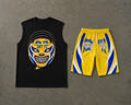 Now You Get It Yellow and Blue Sleeveless “WAVE” Shorts Set